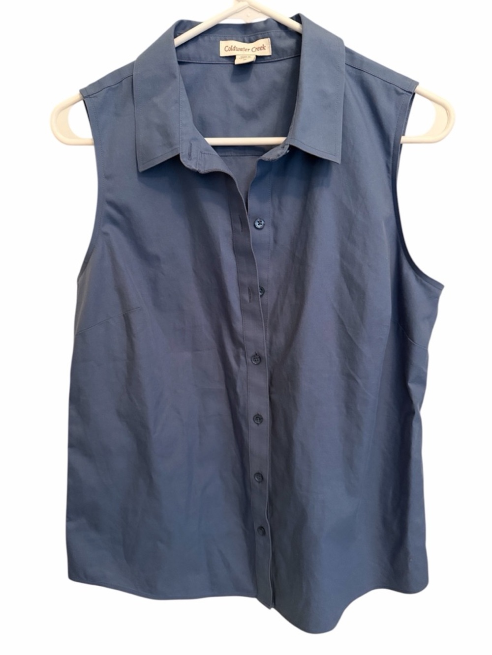 Coldwater Creek Sleeveless Button-Down Shirt - Blue. Size 10